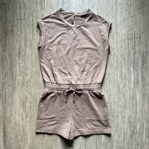 Banana Republic Taupe Crewneck Sleeveless Cotton Blend Romper Size Small Petite